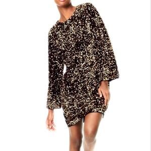 H&M | NWT '23 Holiday Bronze Copper Sequin Mini Dress w/ Flared Sleeve
